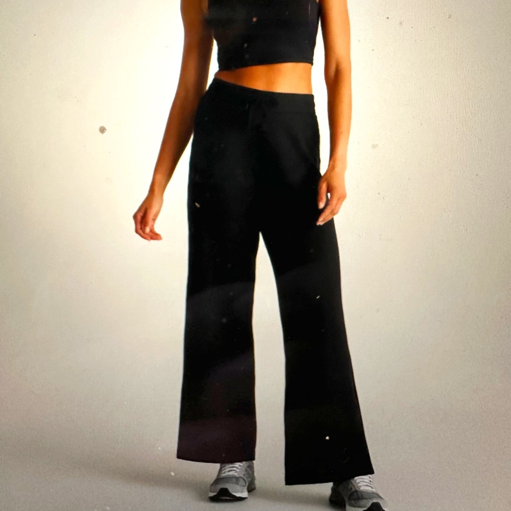 Quince Super Soft Fleece Wide Leg Pant - Navy Blue - Size L